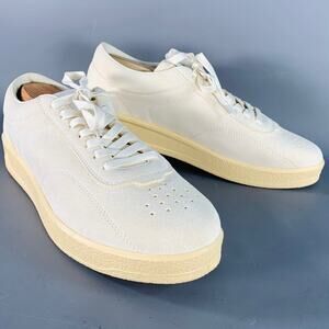 JIL SANDER Size 12 Natural Textured Suede Low Top Lace-Up Sneakers